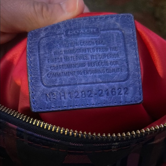 Coach Navy and Red Plaid Women's Bag - Picture 7 of 9